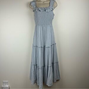 Old Navy Babydoll Smocked Tiered Maxi Dress sz S Boho Cottagecore Fairy Feminine